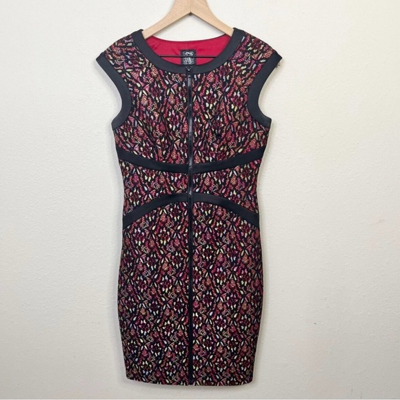 Jax Black & Red printed bodycon Dress w Cap Sleeves women's size XS - Picture 1 of 10